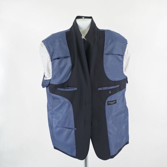 Pronto Uomo Blue Wool Basketweave 2 Button‎ Suit Jacket 46R Or Slim 48R - Picture 10 of 12